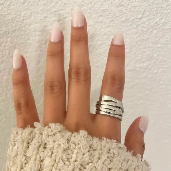 925 Sterling Silver Chunky Bold Statement Ring Large Thick Ring Multi Layer - Picture 8 of 9